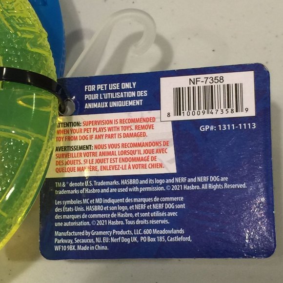 NERF DOG 4 1/2" Tuff Tug 2 Ring Dog Toy Royal Blue Lime - Picture 3 of 3